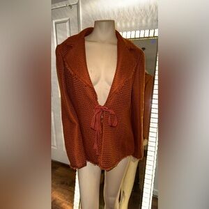 Ellen Tracy Rust Cardigan with Tie Detail
